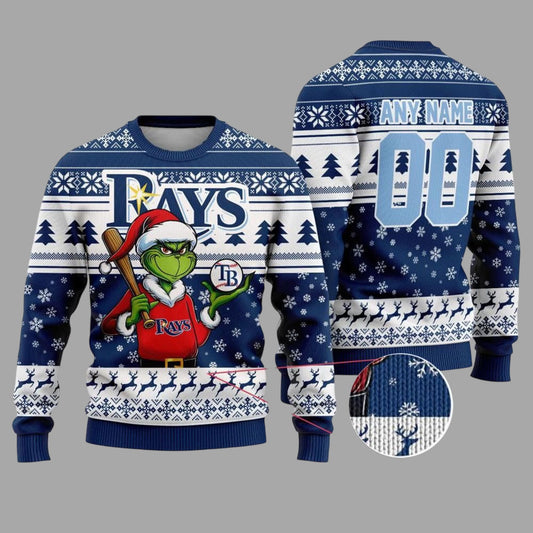Bay Rays Grinch Christmas Custom Ugly Sweater