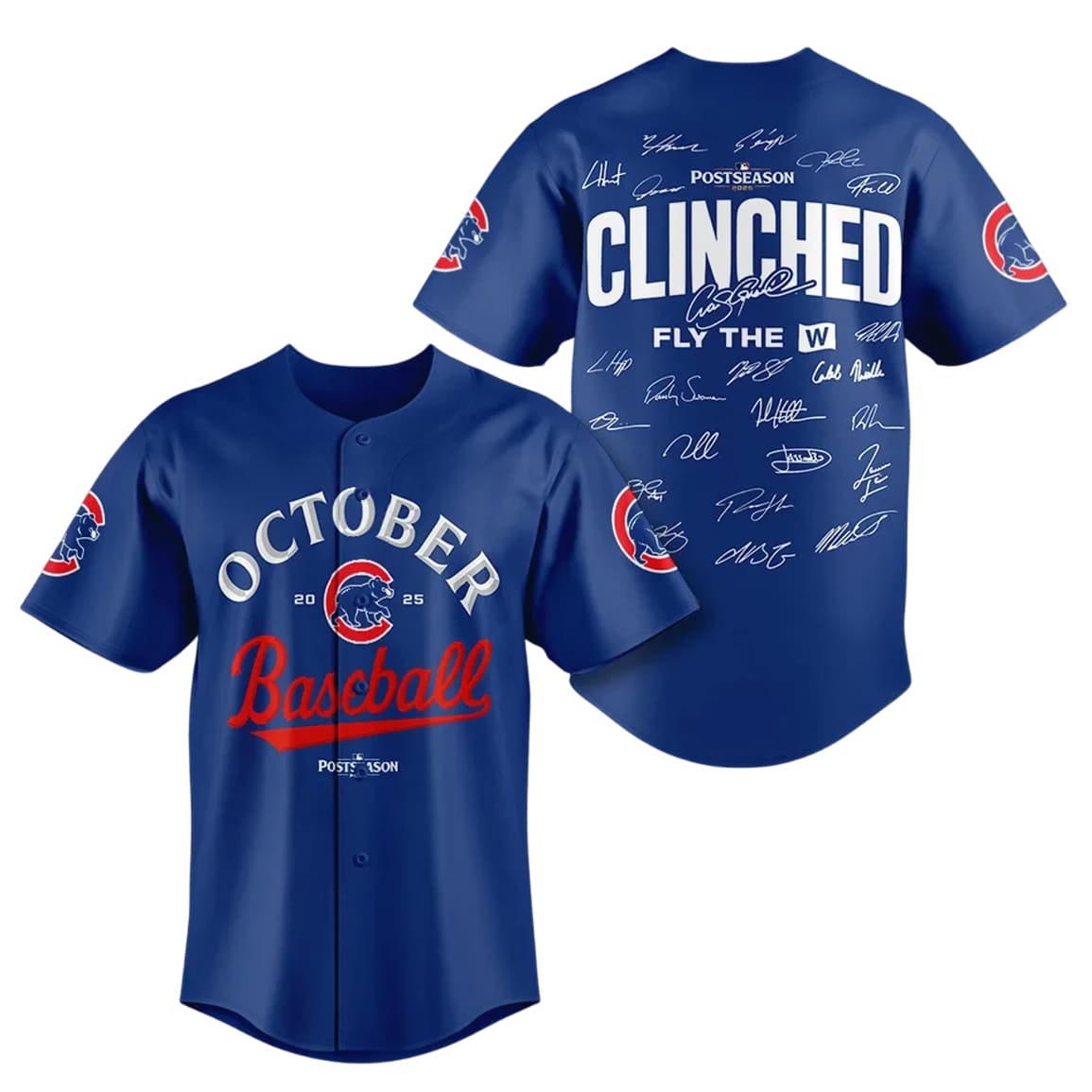 Cubs October Baseball 2025 Clinched Fly The W Jersey