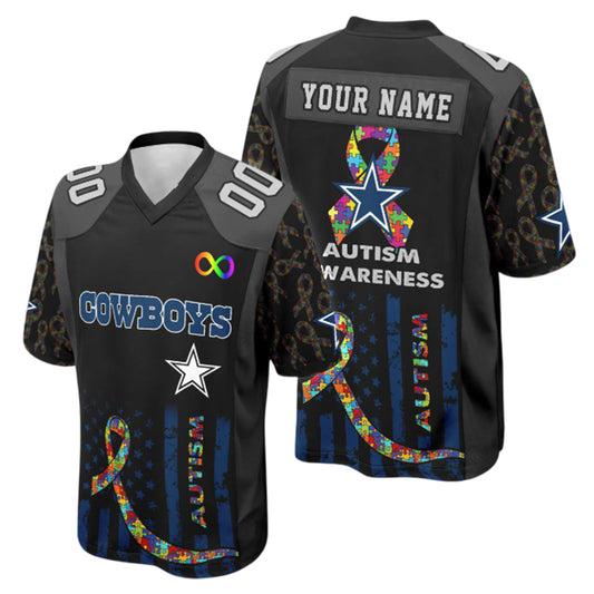 Dallas Cowboys x Autism Awareness Puzzle Ribbon Football Jersey