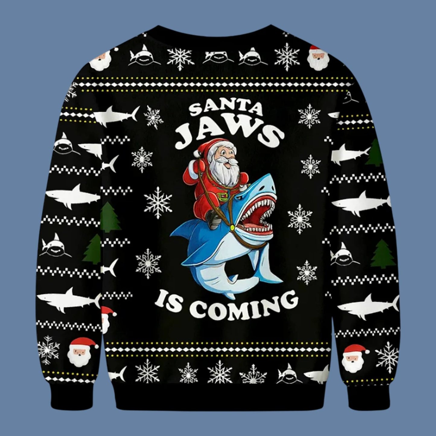 Santa Jaws Is Coming Christmas Ugly Sweater