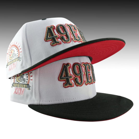 49ers White Metallic Black Thread Superbowl XXIV Cap
