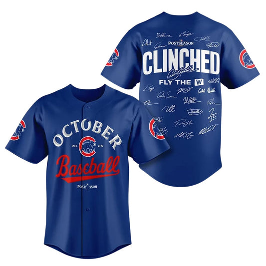 Cubs October Baseball 2025 Clinched Fly The W Jersey