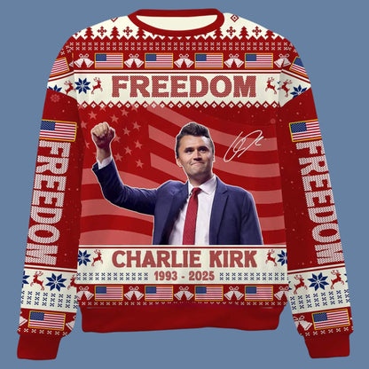 Freedom Charlie Kirk 1993 2025 Christmas Ugly Sweater