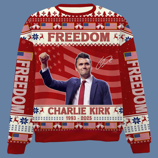 Freedom Charlie Kirk 1993 2025 Christmas Ugly Sweater