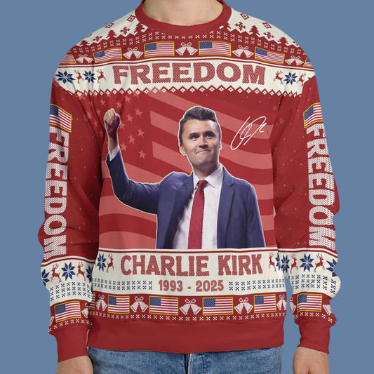 Freedom Charlie Kirk 1993 2025 Christmas Ugly Sweater