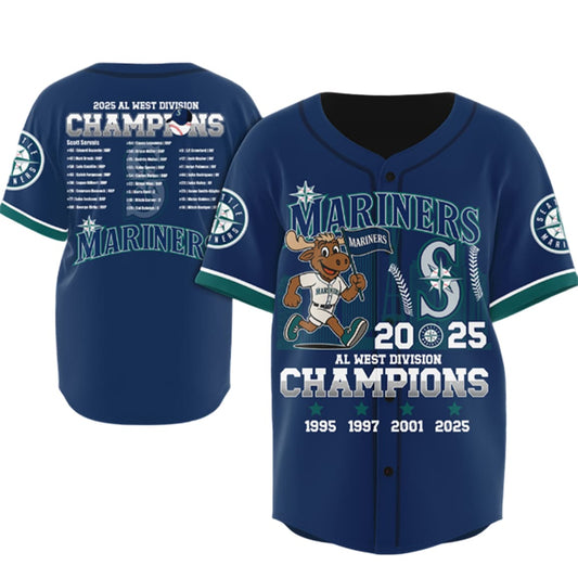 Mariners 2025 AL West Division Champs Commemorative Baseball Jersey