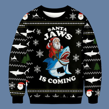 Santa Jaws Is Coming Christmas Ugly Sweater