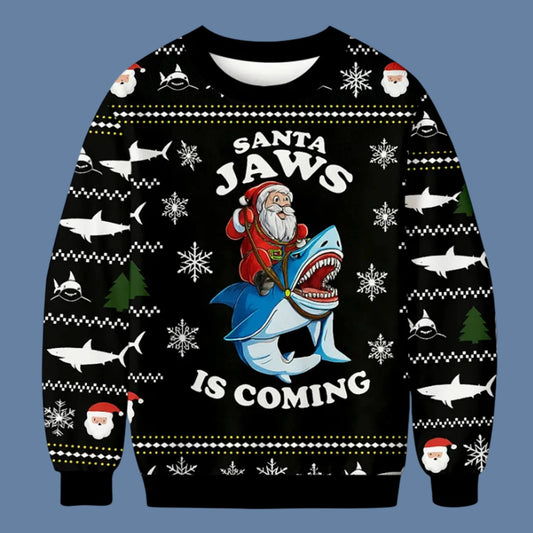 Santa Jaws Is Coming Christmas Ugly Sweater