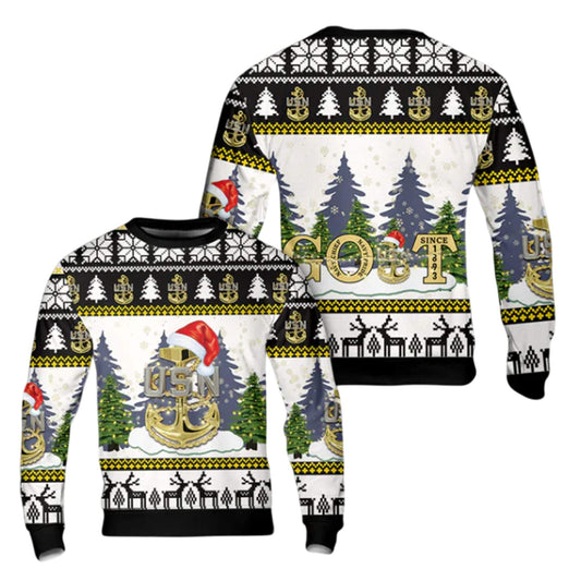 Us Navy Chief Goat Christmas Ugly Sweater